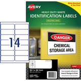 Avery White Heavy Duty Labels 99.1mm x 38.1mm  Laser, Extra Strong Permanent 14 Per sheet 25 Sheets, L7063